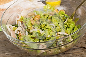 Salad with beans and squid