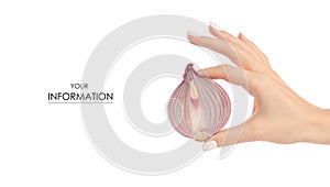 Salad blue onion in a hand pattern