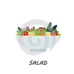 Salad in bowl on white background illustration of