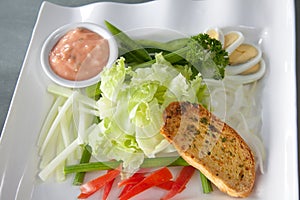 Salad bread on the plate ready to serve