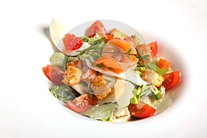 Salad Caesar with egg and caviar