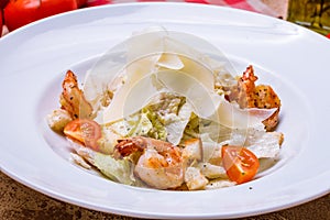 Salad caesar with shrimps
