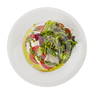 Salad caprese with mozzarella and tomato