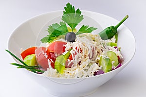 Salad with cheese and tomato