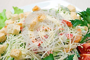 Salad with cheese and zwieback