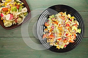 Salad with chicken stomachs with vegetables