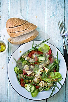 Salad with chmushroom and mustard sauce