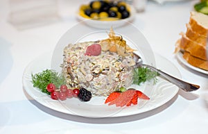 Salad decorated with berries