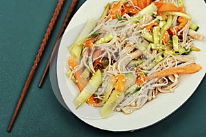 Salad with enoki mushrooms