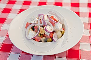 Salad with feta cheese and onion