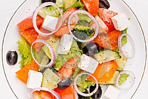 Salad with feta cheese and sun-dried olives