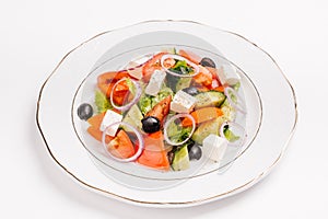 Salad with feta cheese and sun-dried olives