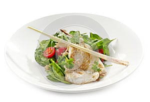 Salad with flounder fillet