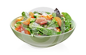 Salad of fresh vegetables in a bowl isolated with clipping path