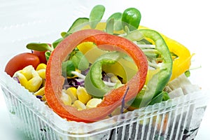 Salad fresh vegetables and sweet peeper on white background