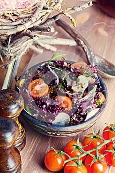 Salad with greens and tomatoes