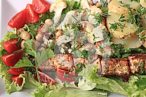 salad and grill fish