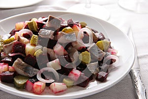 Salad with herring.