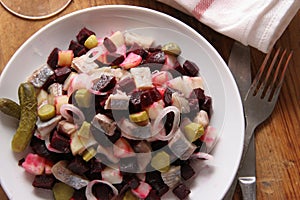 Salad with herring.