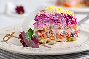 Salad with herring and vegetables