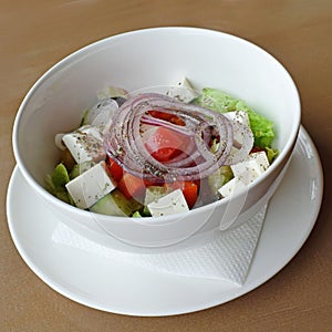 Salad of juicy fresh vegetables,feta cheese.
