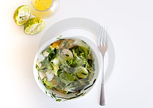 Salad with lemon and dressing