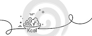 Salad line icon. Diet kcal sign. Continuous line with curl. Vector