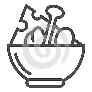 Salad line icon. Salad plate illustration isolated on white. Bowl full with meal outline style design, designed for web