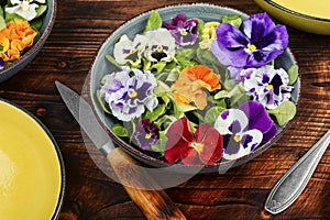 Salad made only from edible flowers