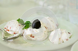 Salad made of yoghurt and cucumbers, called Snezhanka or Milk Sa