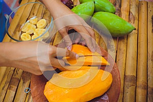 Salad mango papaya banana passion fruit