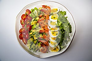 Salad with mix salad leaves, vegetables and scrimps