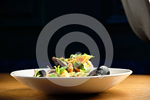 Salad with mussels vegetables