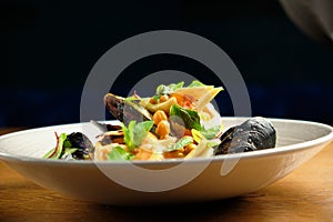 Salad with mussels vegetables
