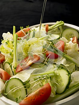 Salad and olive oil