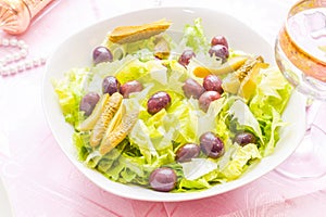 Salad with olives and pickle