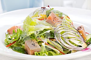 Salad of pink salmon