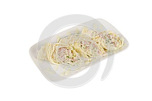 Salad in pita bread roll, isolated white