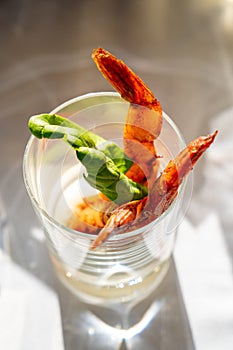 Salad prawn cocktail in glass. appetizer for event