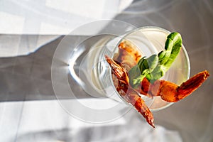 Salad prawn cocktail in glass. buffet.