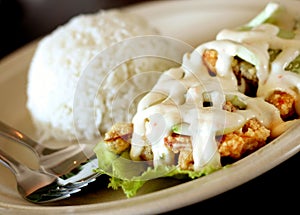 Salad prawn rice