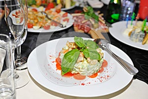 Salad with prawns and mayonnaise