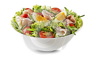 Lettuce Salad with prosciutto and egg