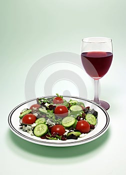 Salad and Red Wine