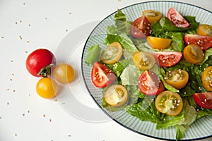 Salad with red and yellow tomatoes