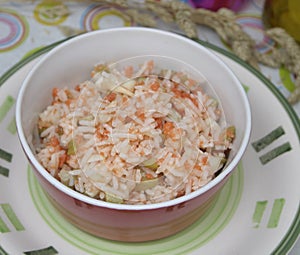 Salad of rice and fish