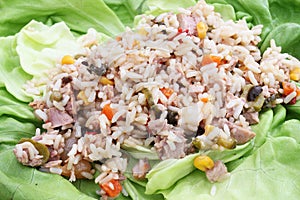 A salad of rice and tuna fish