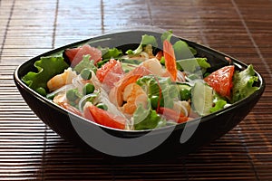 Salad with shrimp,rice noodles and vegetables