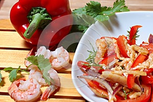 Salad from shrimps