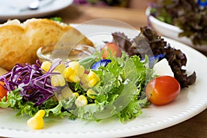 Salad side dish on a white plate